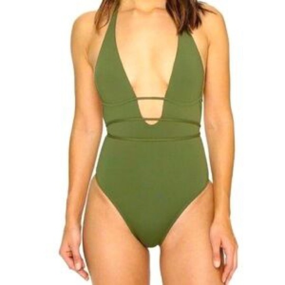 L*Space Pamela Jungle Green Tie Around Halter One Piece Swimsuit - Picture 4 of 7